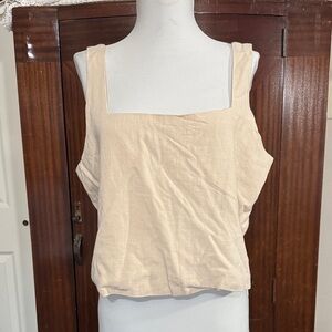 Cream Linen Automet Sleeveless Top